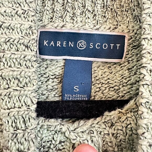 Karen Scott pale green mock neck sweater with pearl buttons women S - Picture 4 of 7